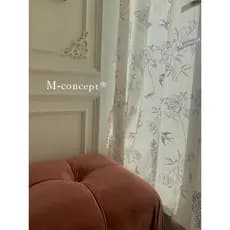 Conjunto de luar [retorno de andorinhas] cortinas de linho Semi-Blackout quarto impresso cortinas Designer sala de estar