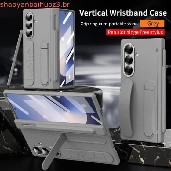 Para Samsung Galaxy Z Fold 7,6 , 5 Case EEV Solid PC Dropproof Stand Phone Cover Com Filme Frontal E Banda