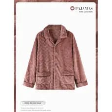 Pijamas masculinos outono inverno engrossado quente Coral velo topo de peça única superior flanela Cardigan Homewear