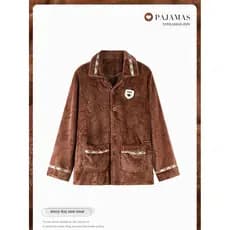 Masculino outono inverno engrossado Coral velo térmico topo pijamas de uma peça topos idosos de meia-idade