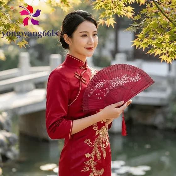 Ventilador Oco Esculpido YONGWANG , Dobrável De Bambu Clássico Vintage De Flor De Cerejeira Natural