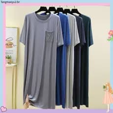 Homens E # 39modal Verão Solto Plus Size Manga Curta Loungewear Robe Estilo Slim Comprimento Médio