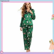 Mulheres E # 39 ; s American Satin Winter Pijama Camisa De Manga Comprida Com Botões pa nts Confortáveis Luxuosos !