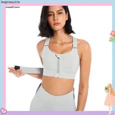 Sutiã Esportivo Com Zíper Frontal , Plus Size 5XL , Velcro Ajustável Para Fitness/Ioga/Todas As Atividades .