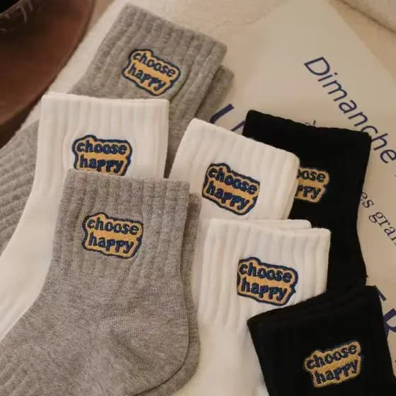 [3 pares grátis do mesmo estilo] outono inverno bordado 10A desodorante grosso puro algodão fio meias masculinas meias e