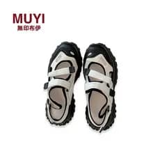 Muji Casual esportes pai de sola grossa Mary Jane concha sandálias femininas feio bonito não é fácil de fadiga sapatos N