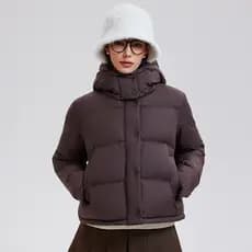 MUJI jaqueta feminina Puff quatro grades quente curto com capuz jaqueta 2025 outono inverno nova jaqueta grossa