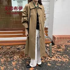 MUJI feminino não-fácil de mergulhar água gola alta casaco solto simples longo blusão casaco 26 início do outono novos p