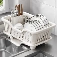 Rack de armazenamento de prato japonês, rack de drenagem de cozinha, plástico, camada única, pequenos pauzinhos, filtro