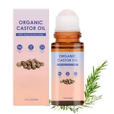 Óleo de Rícino Orgânico com Esfera de Quartzo Rosa, Óleo de Rícino Orgânico Roll-on, Hidratação Profunda e Duradoura, Su