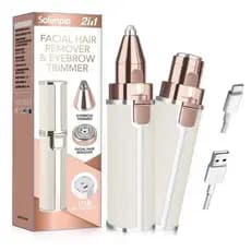Aparador Elétrico de Sobrancelhas, 1 Conjunto Portátil 2 em 1 para Remoção de Pelos Faciais, Ferramenta de Remoção de Pe