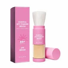 Pincel de protetor solar mineral, pincel de protetor solar facial portátil de 8g, pó mineral de névoa suave, pincel para