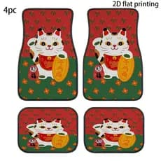 JIT, 4 peças de tapetes para pés de carro, padrões Lucky Cat, tapetes universais para carros, adequados para acessórios