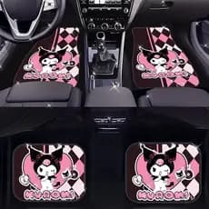 4 peças de tapetes de pés de carro impressos Kuromi Sanrio, tapetes de carro de Material durável antiderrapante, adequad