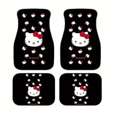 4 peças de tapetes de pés de carro impressos Hello Kitty Sanrio, tapetes de carro, adequados para carros, Su, caminhões,