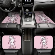 Conjunto de tapetes de carro com tema Sanrio (4 peças), tapetes internos de carro duráveis, adequados para carros e SUVs