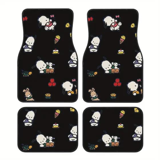 Sanrio 4 peças de tapetes antiderrapantes universais para carro, acessórios fofos para Interior de carro, tapetes de car