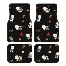 Sanrio 4 peças de tapetes antiderrapantes universais para carro, acessórios fofos para Interior de carro, tapetes de car