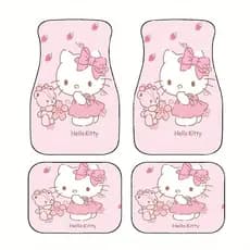4 peças um tapete de carro fofo da Hello Kitty Sanrio impresso tapete de pés de carro, tapete de carro de Material duráv
