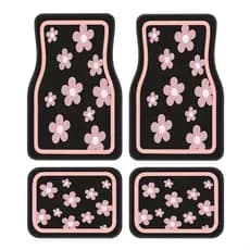 4 peças, tapetes de carro com padrão de flor rosa impressão tapetes universais de carro, acessórios interiores de carro,