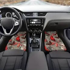 Um conjunto de 4 peças de pés de carro, decorados com pássaros vermelhos, flores de cerejeira e padrões de borboleta, pr