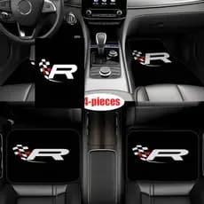 Um conjunto de tapetes de decoração de quatro peças para pés de carro, usando Design de logotipo de corrida, adequado pa