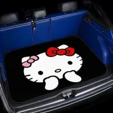 Sanrio Hello Kitty Classic Cartoon Style Red Pink Bow Theme Tapete de porta-malas de carro com padrão impresso, à prova