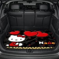 Tapete de carro Sanrio Hello Kitty em formato de coração vermelho e Design de balão - Natal, dia dos namorados, presente