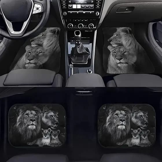 Conjunto de tapete de carro com padrão de leão de 4 peças, absorção de água, antiderrapante, tipo Universal, adequado pa