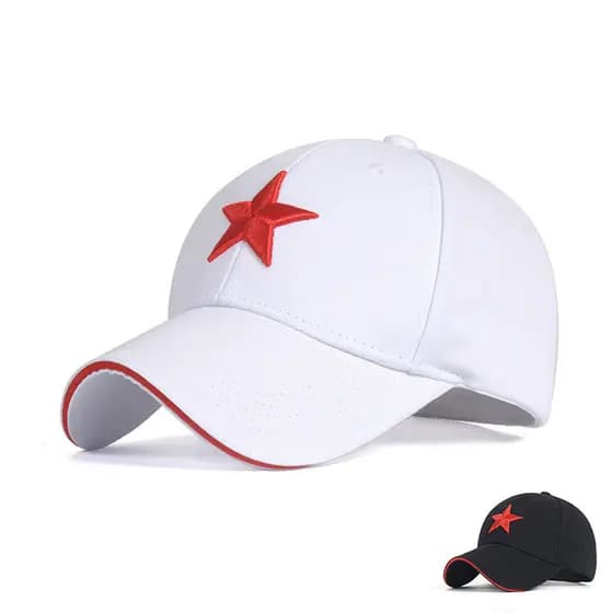 Bonés De Beisebol De Algodão Unissex Com Bordado Vermelho Estrela De Cinco Pontas Ajustável 6 Painéis Snapback Boné De P