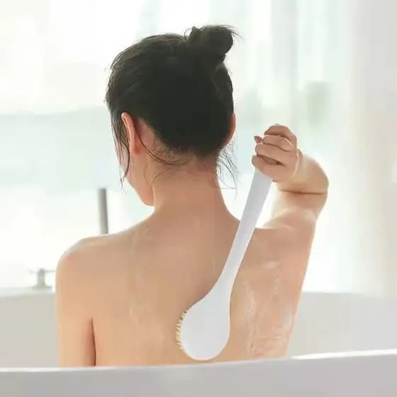 Escova De Banho Com Cabo Longo-Massageador Traseiro Macio Para Chuveiro E Limpeza