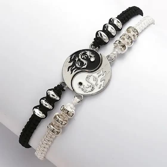 [HGF] Pulseira De Liga Ajustável Com Pingente Dragão/Yin Yang/Tai Chi/Gossip HGF
