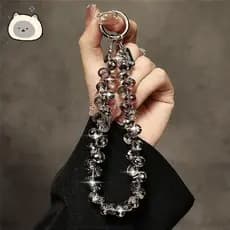Pulseira De Telefone Transparente Removível Com Contas De Cristal