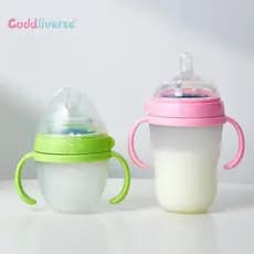 Cabo Biberão de água de Silicone com cabo, palha, biberão de água para bebês, bebê