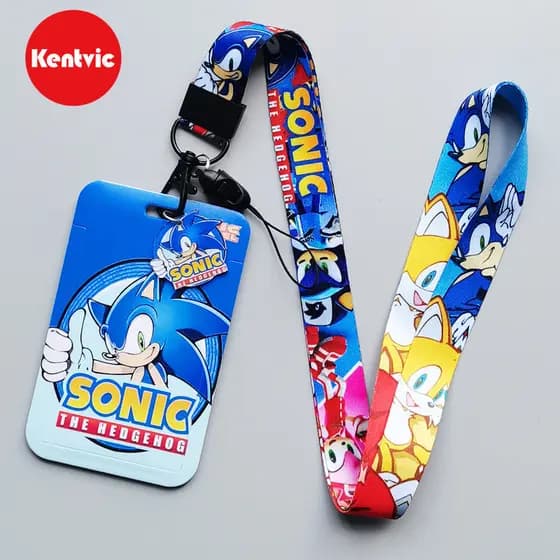 Porta-Cartões Sonic the Hedgehog Com Cordão-Estojo Rígido Para Cartão De Identificação De Estudante , Presente Anti-Perd