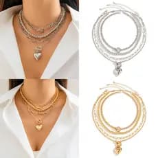 4 Pçs Em Camadas De Ouro Gargantilha Colar Conjuntos Para Mulheres Retro Moeda Delicada Cobra Corrente Alternar Fecho