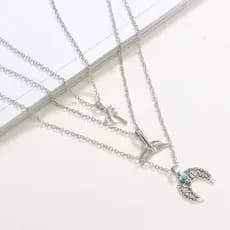 Colar Multicamadas 3 Camadas Cauda de Sereia Correntinha Cordão Feminino