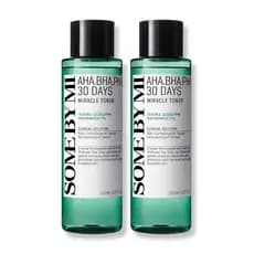 SOMEBYMIAHABHAPHA30DaysMiracleToner – Pacote com 2 – Tônico Facial Esfoliante com Ácido Salicílico Coreano para Todos os
