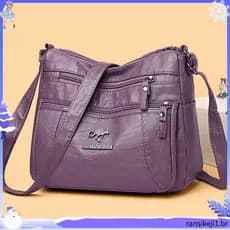 202 6 Bolsa transversal de couro macio de verão com vários bolsos e moda de um ombro para mulheres Bolsa transversal de