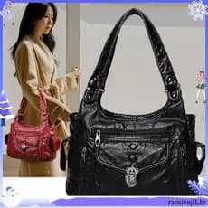 Bolsa feminina 2025 novo estilo na moda moda meia-idade idosos senhoras bolsa de ombro couro macio grande capacidade All