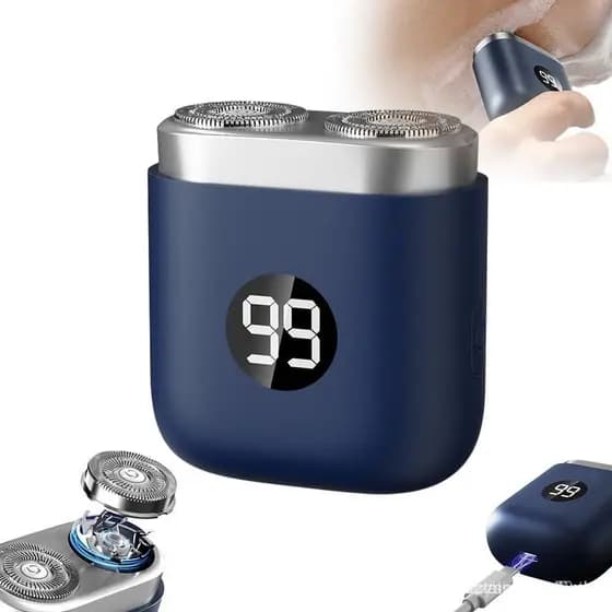 Barbeador Elétrico para Homens, Barbeador Elétrico Mini Atualizado 2025, Barbeador Rotativo Recarregável à Prova d'Água
