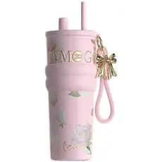 Copo Térmico TraelTumbler de 24oz em Aço Inoxidável com Tampa e Canudo, Caneca Térmica Isolada com Interior Revestido, À