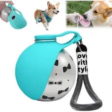Garrafa de Água Portátil 2 em 1 para Cães - À Prova de Vazamentos, Compatível e Dobrável com Tigela, 10oz para Caminhada