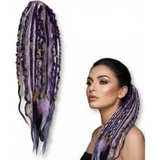 Extensão de Rabo de Cavalo Trançado ElastiBoho com Elástico de Cabelo, Rabo de Cavalo Dreadlock Trançado à Mão Leve para