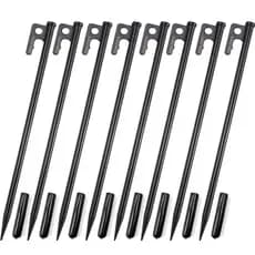 Conjunto De Tampa De Segurança Para Barraca De Acampamento , S45C , Aço Forjado De Alta Resistência , Preto , 30cm , 8 P