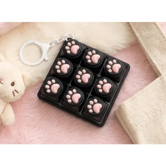 Chaveiro Mecânico De Pata De Gato , 9 Slots-Brinquedo De Silicone Macio Para Alívio Do Estresse