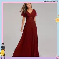 Vestido De Festa Longo E Brilhante lurex Para Damas De Honra Formatura , marsala , Red , Azul Tiffany : 22032