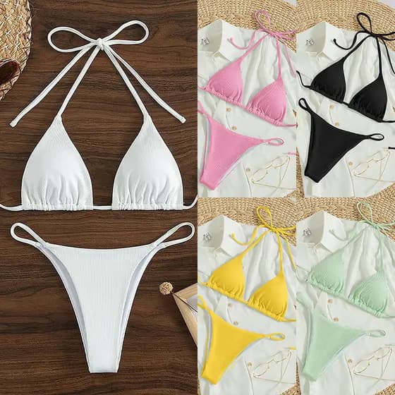 2026 Novo Produto Natação Rio Feminino Sensação Cor Sólida Praia Biquíni Maiô Cintura Alta Lace-Up lyh777.br20260711