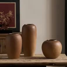 2026 Novo produto Novo vaso de cerâmica retrô chinês flores secas flores vaso de argila sala de estar arranjo de flores