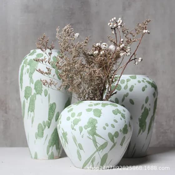 2026 Novo produto Jingdezhen Vaso de cerâmica Pote de cerâmica de argila Sala de estar Arranjo de flores Retro Hidropôni